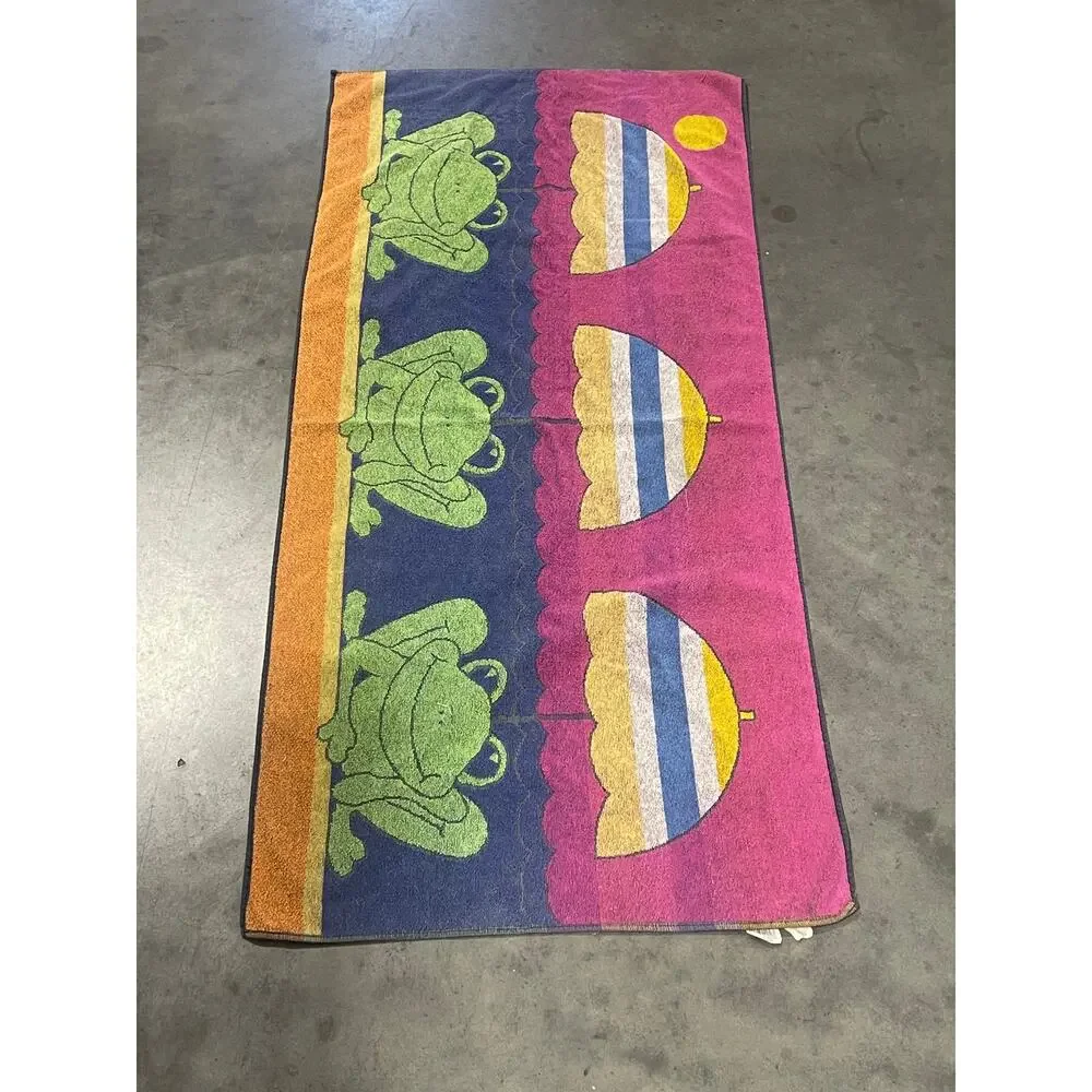 Funny Frogs under Umbrellas Beach Towel 52x24